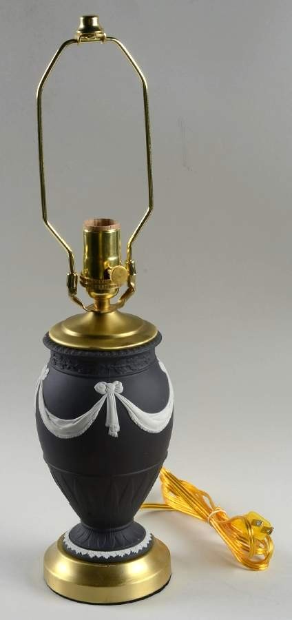 Wedgwood Cream Color on Black Jasperware Electric Lamp No Shade 2648343 Wedgwood Cream Color on Black Jasperware Electric Lamp No Shade 2648343