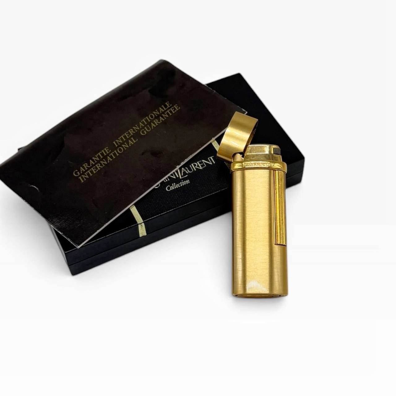 Vintage 1998 YSL Yves Saint Laurent Gold Plated Gas Lighter Box Vintage 1998 YSL Yves Saint Laurent Gold Plated Gas Lighter Box