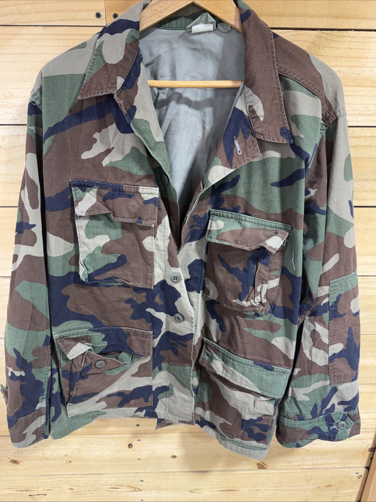 Vintage 1994 US Military BDU Woodland Camo Jacket Coat Large Regular DLA Vintage 1994 US Military BDU Woodland Camo Jacket Coat Large Regular DLA