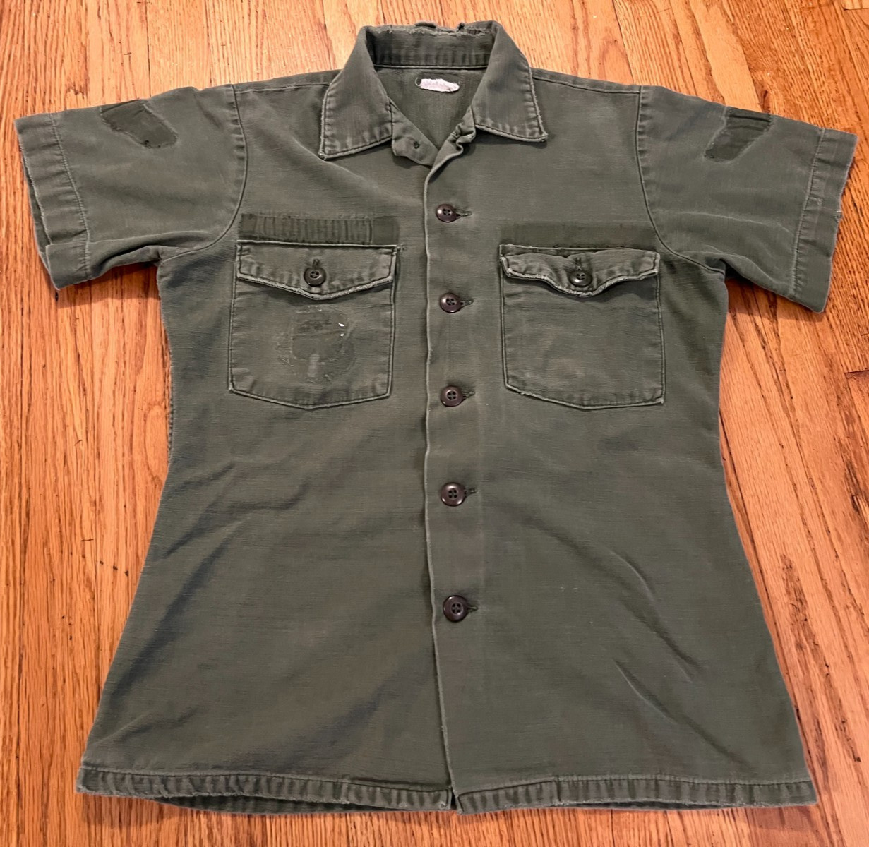 VTG 70s US Army OG-107 Utility Fatigue Shirt Olive Drab Green Modified Sleeves VTG 70s US Army OG-107 Utility Fatigue Shirt Olive Drab Green Modified Sleeves