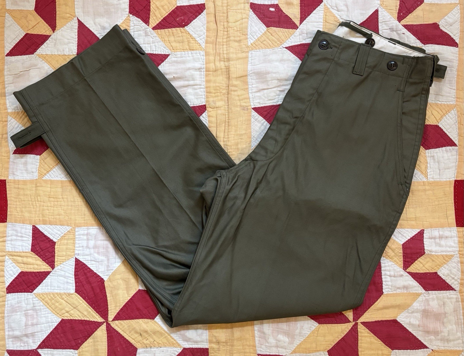 Vintage 40s US Army M43 Trousers Cotton Field OD 34x34" Deadstock WWII Vintage 40s US Army M43 Trousers Cotton Field OD 34x34" Deadstock WWII