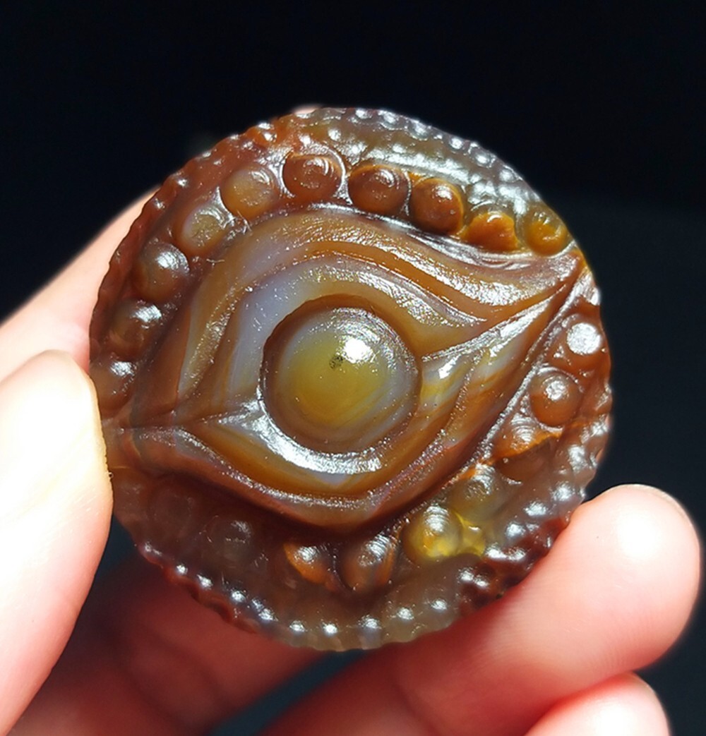 Rare 23G Natural Beautiful Gobi Agate Eyes Agate Crystal Gift Stone Healing D22