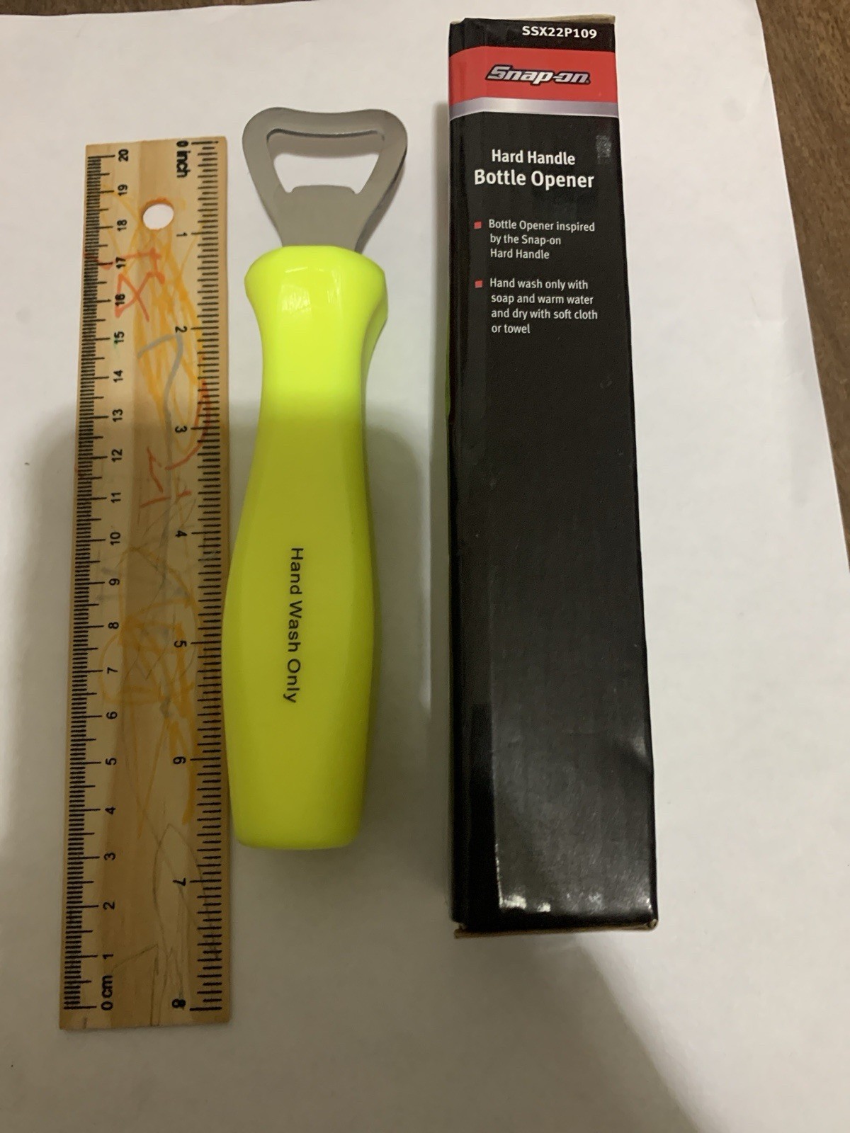 Snap-on Hard Handle Bottle Opener Rare Yellow Collectable Gift Snap-on Hard Handle Bottle Opener Rare Yellow Collectable Gift