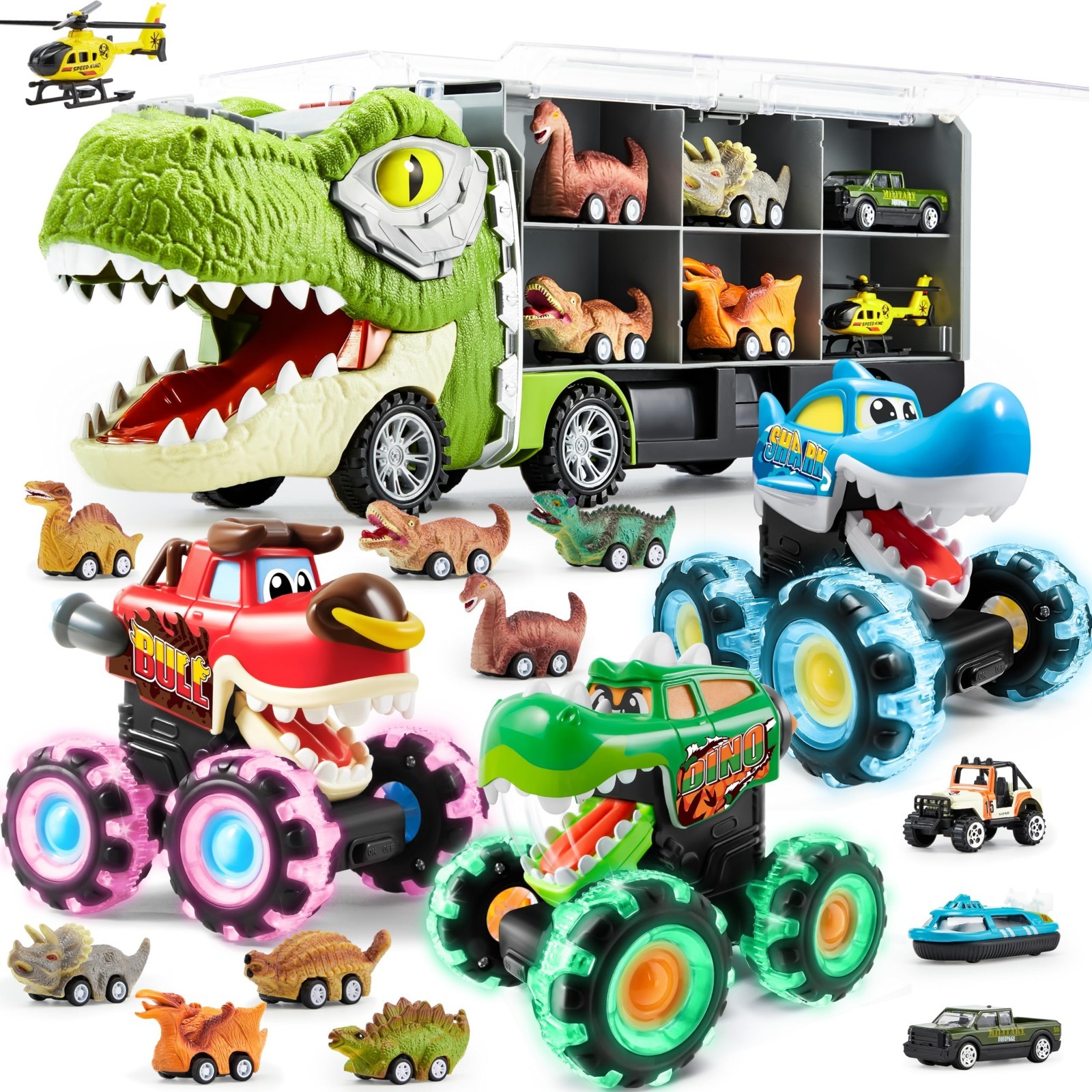 JOYIN Dinosaur Truck with 12 Pull Back CarsJOYIN 13 in 1 Dinosaur Toys for Kids JOYIN Dinosaur Truck with 12 Pull Back CarsJOYIN 13 in 1 Dinosaur Toys for Kids