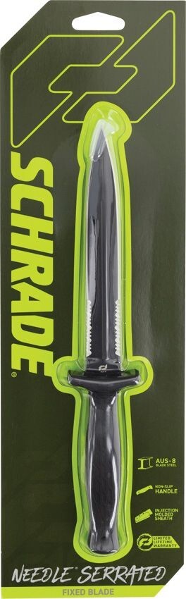 Schrade Needle Magnum Fixed Dagger 6" AUS-8 Steel Blade Black Rubberized Handle Schrade Needle Magnum Fixed Dagger 6" AUS-8 Steel Blade Black Rubberized Handle
