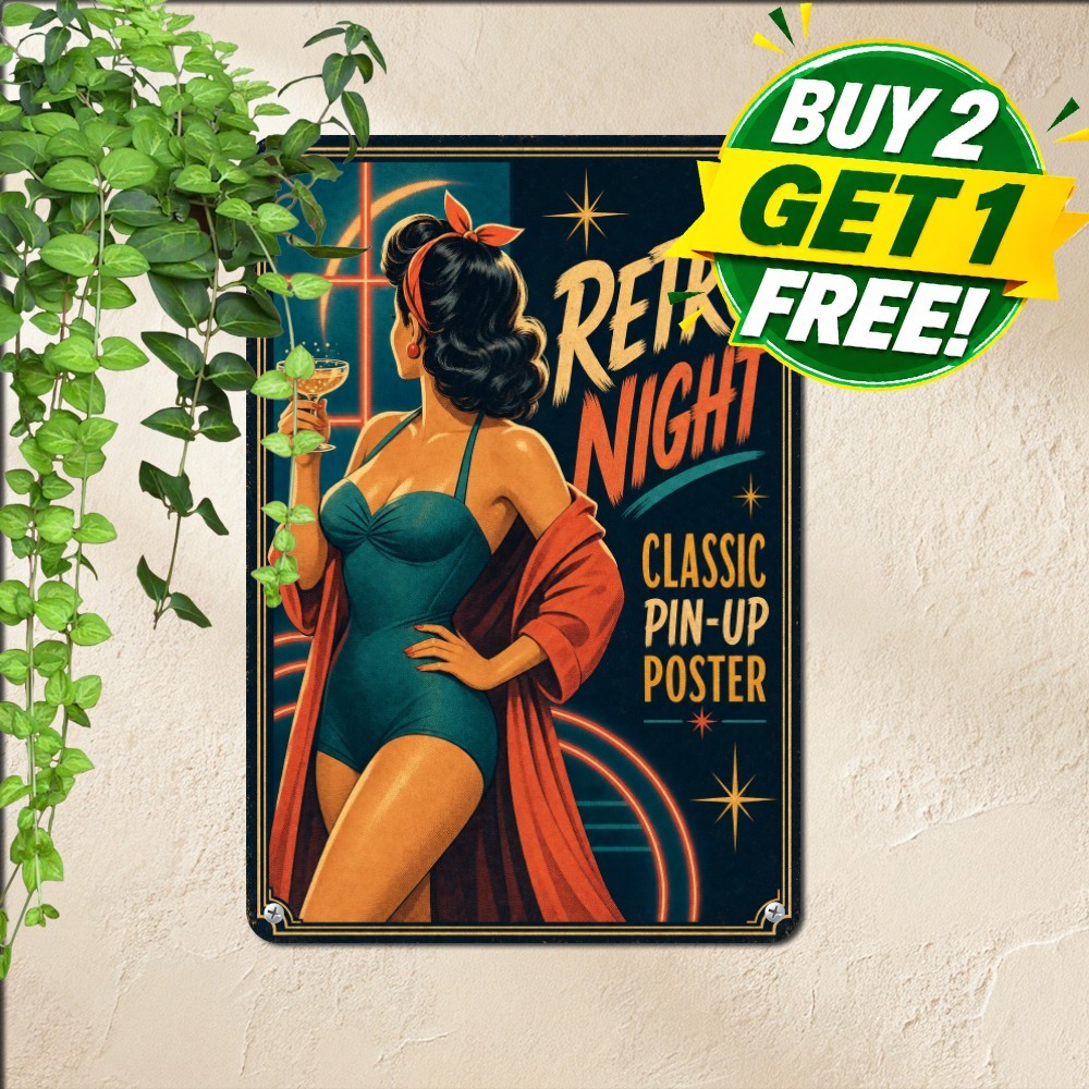 Classic Fashion Model Retro Tin Sign Vintage Beauty Metal Wall Art Plaque