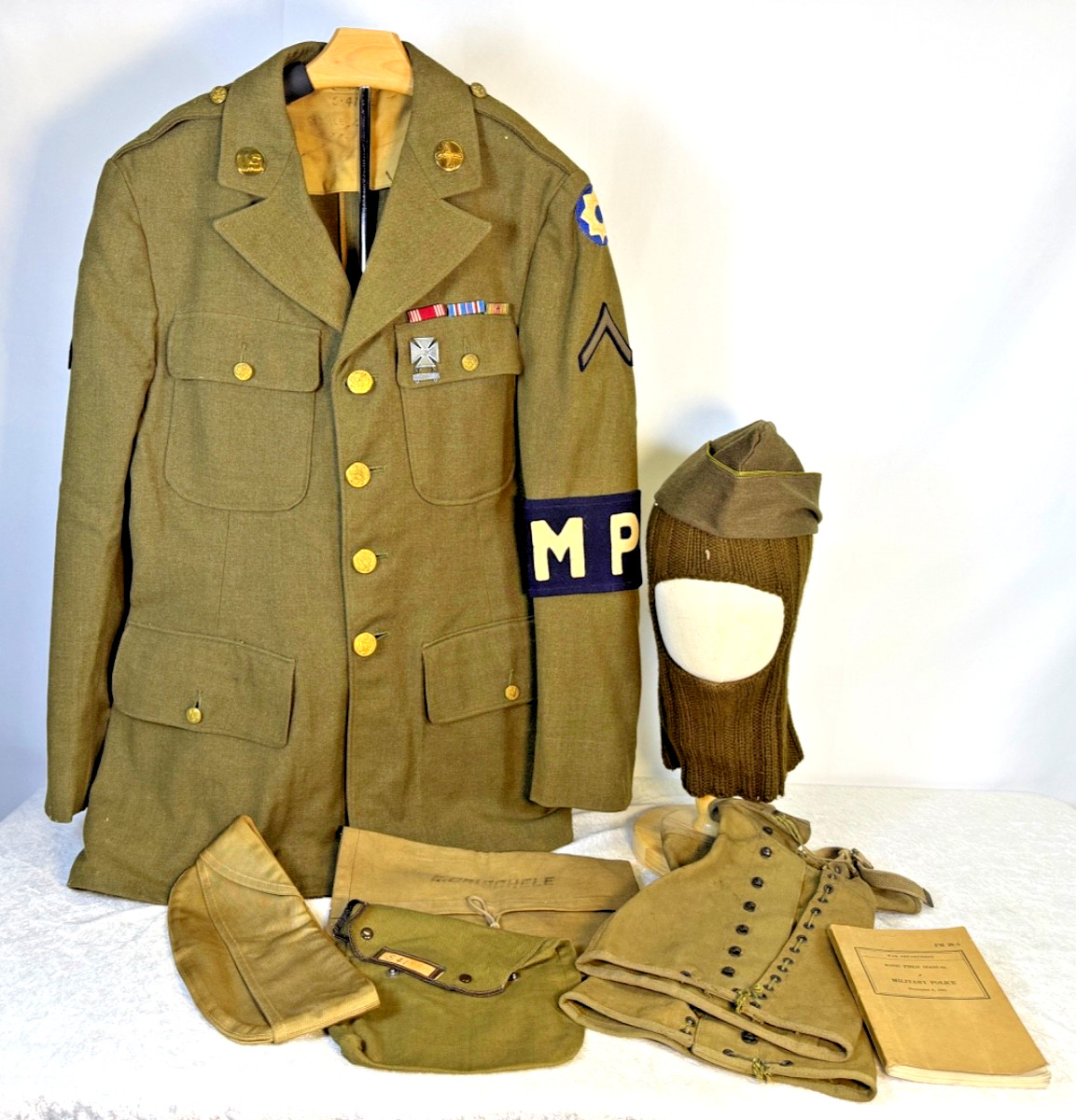 WWII - WW2 US ARMY MILITARY POLICE MP 8TH SERVICE COMMAND UNIFORM GROUPING 1942 WWII - WW2 US ARMY MILITARY POLICE MP 8TH SERVICE COMMAND UNIFORM GROUPING 1942