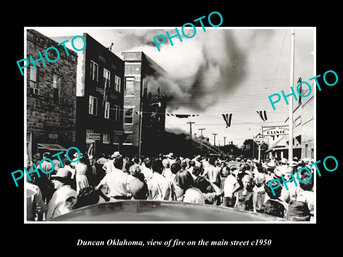 Duncan Oklahoma Fire On The Main Street c1950 Old Large Historic Photo