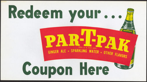 1950's Vintage Large Par-T-Pak Ale Paper Window Sign "New Old Stock" 1950's Vintage Large Par-T-Pak Ale Paper Window Sign "New Old Stock"