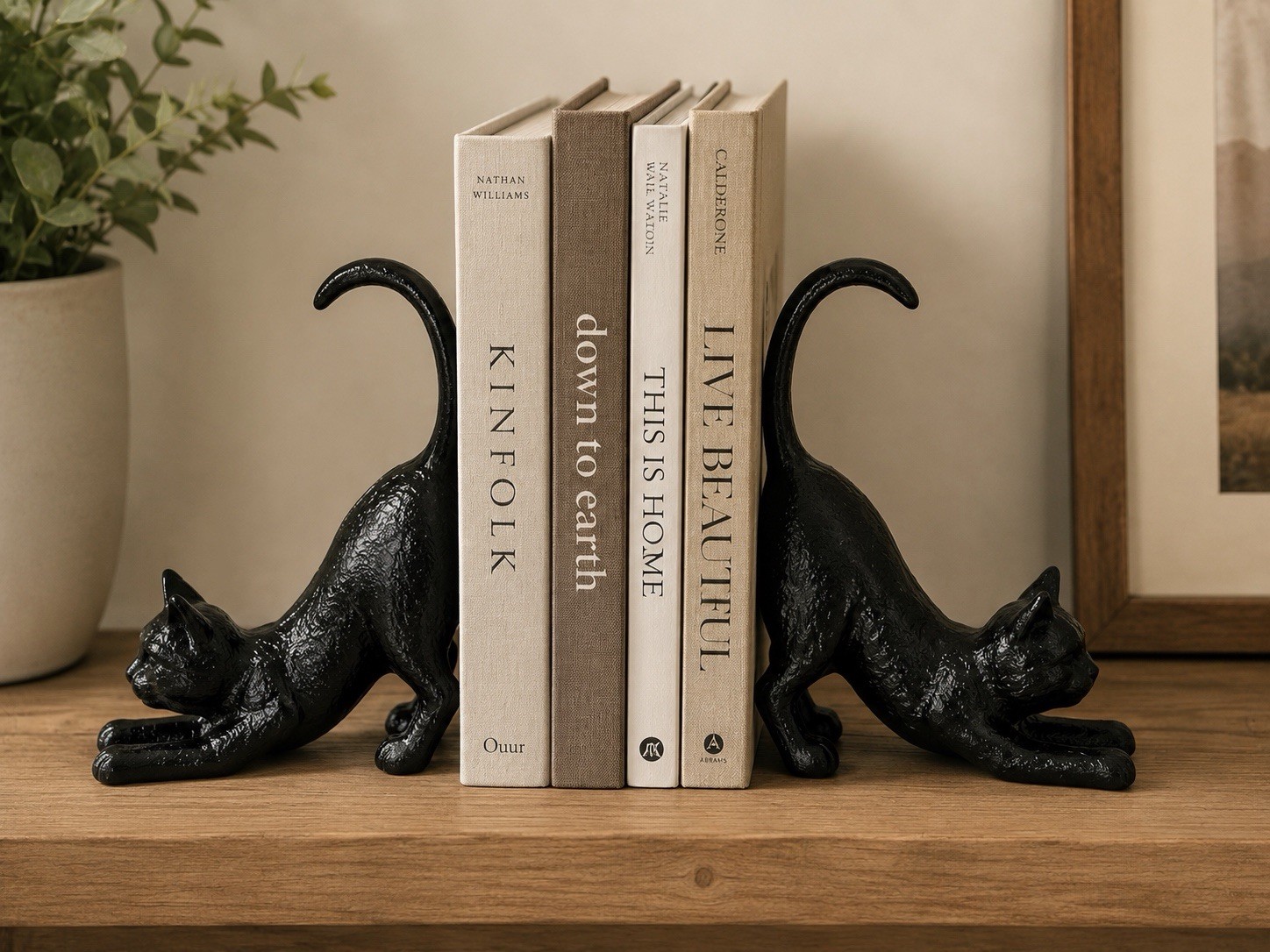 Vintage Style Pair Of Cast Iron Playful Black Cat Bookends Figurines Heavy Duty Vintage Style Pair Of Cast Iron Playful Black Cat Bookends Figurines Heavy Duty