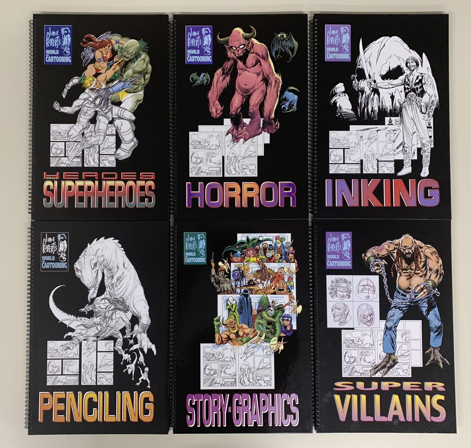 Joe Kubert's World Of Cartooning 6 HC SET - Heroes Villains Penciling Inking + 2 Joe Kubert's World Of Cartooning 6 HC SET - Heroes Villains Penciling Inking + 2