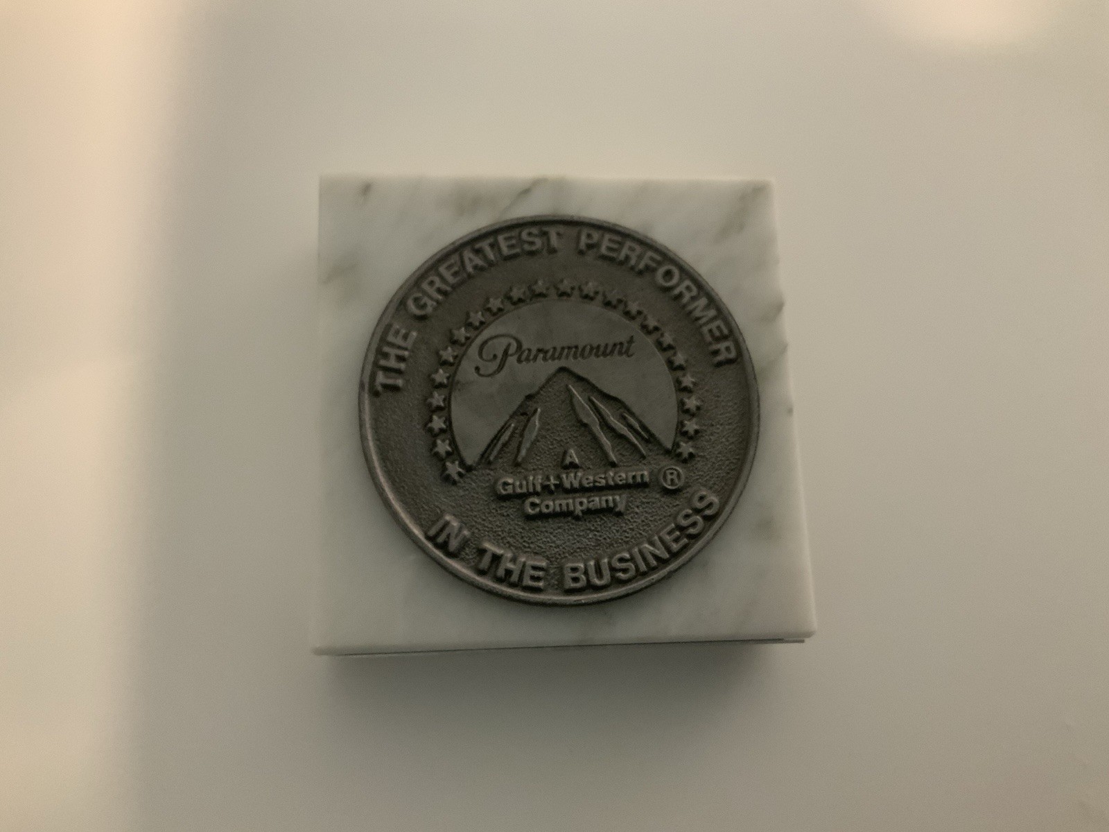 Vintage Paramount Pictures Promo Paperweight w/ Metal Medallion - Vintage Paramount Pictures Promo Paperweight w/ Metal Medallion -