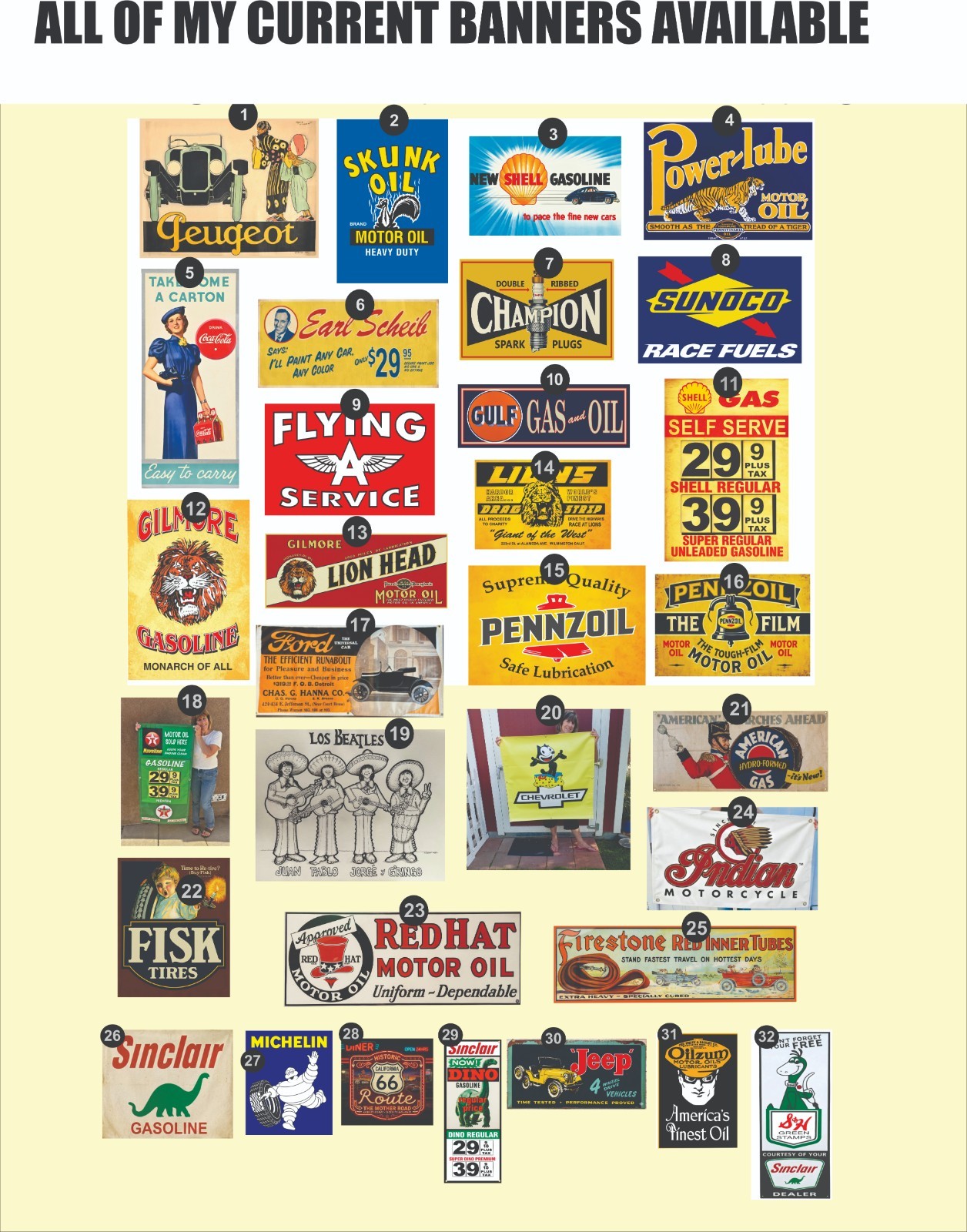 Choose any 3 Banners from My Collection. Total $99 w/ = $33 each Choose any 3 Banners from My Collection. Total $99 w/ = $33 each