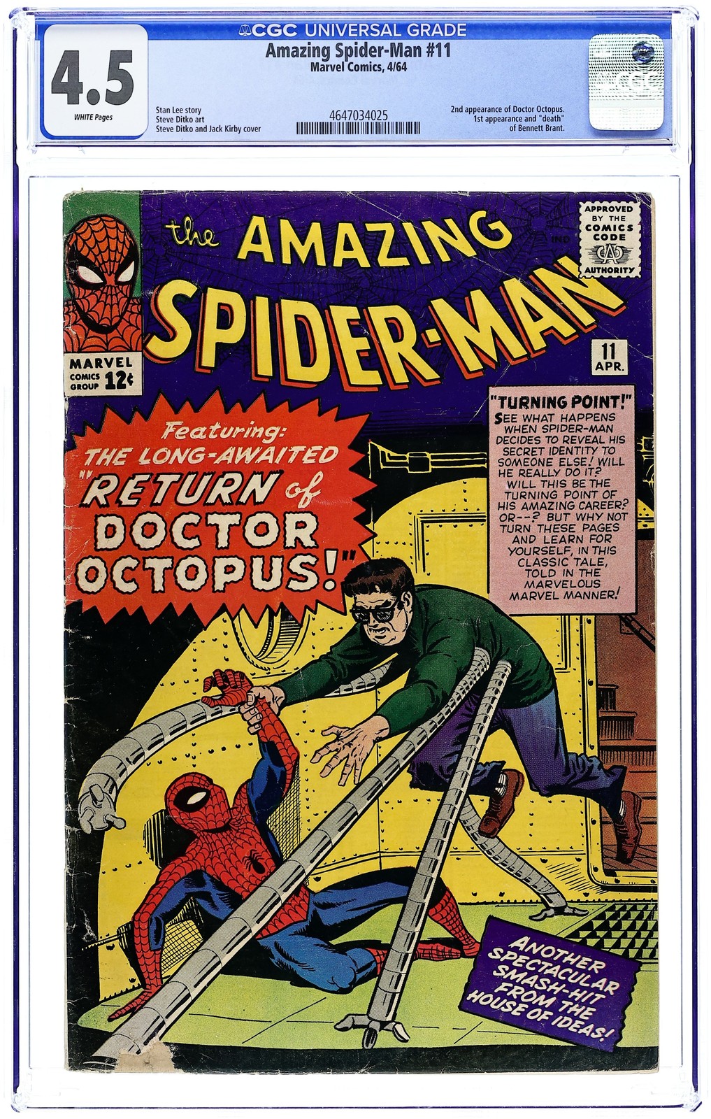 Amazing Spider-Man #11 CGC 4.5 1964 4647034025 Amazing Spider-Man #11 CGC 4.5 1964 4647034025