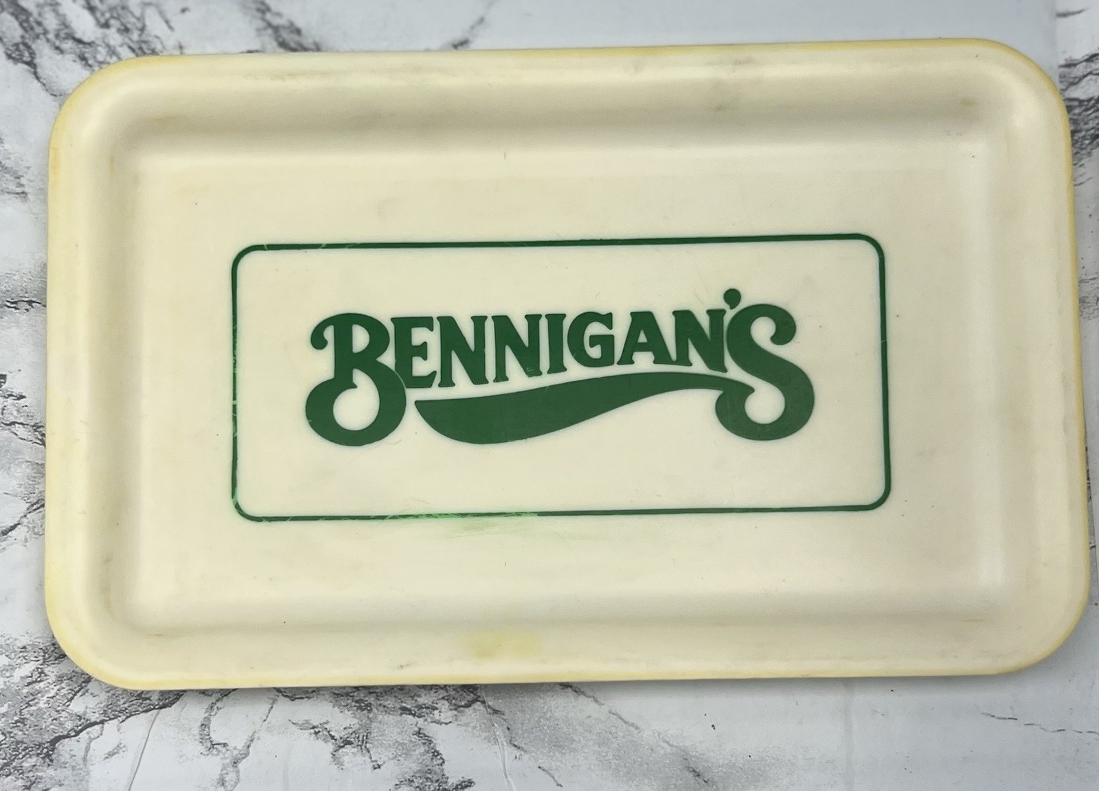 Vintage Bennigan's Restaurant Check Tray Green Logo Memorabilia Rare Collectible Vintage Bennigan's Restaurant Check Tray Green Logo Memorabilia Rare Collectible