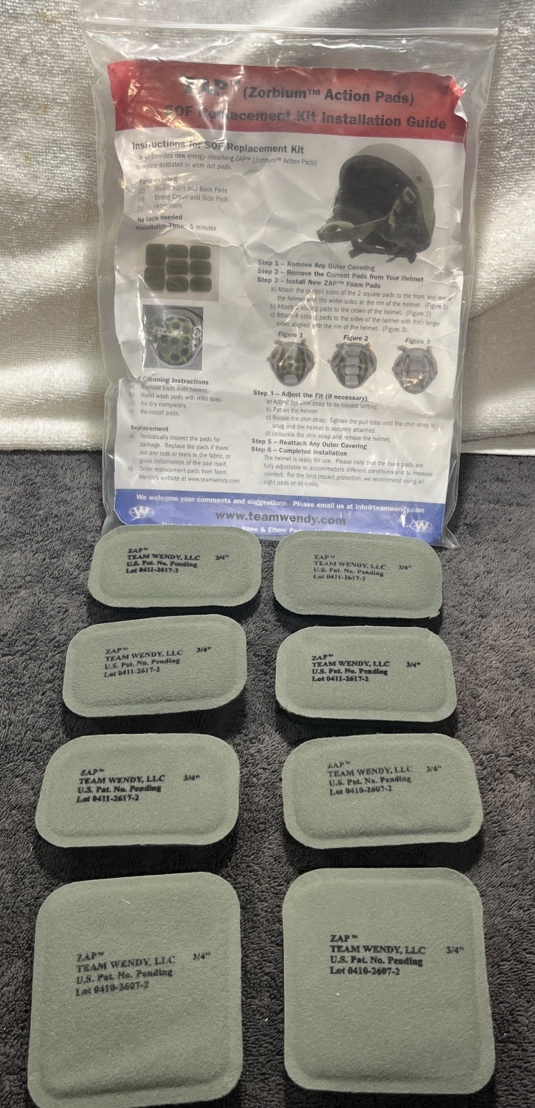 Team Wendy ZAP/ Zordium Action Pads/ SOF Replacement Kit/ 3/4/ New Team Wendy ZAP/ Zordium Action Pads/ SOF Replacement Kit/ 3/4/ New