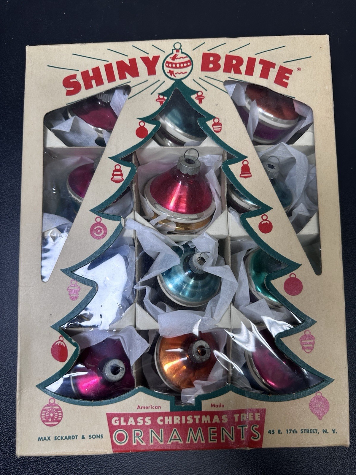 Vtg Shiny Brite UFO Saucer Glass Christmas Ornaments Lot of 12 Original Box MCM Vtg Shiny Brite UFO Saucer Glass Christmas Ornaments Lot of 12 Original Box MCM