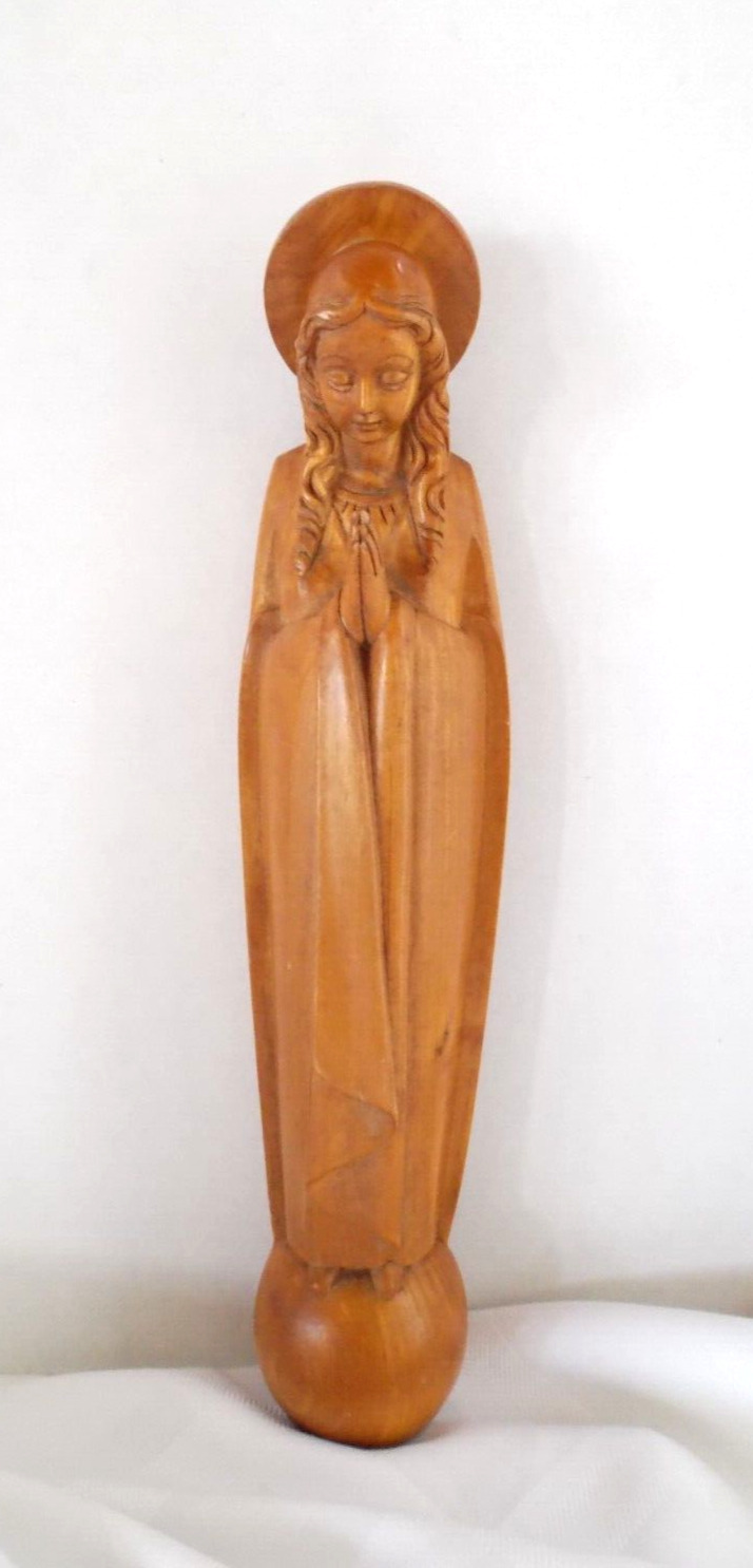 Blessed Virgin Mary Mother of God Madonna Vintage Wooden Monkey Wood? 16\