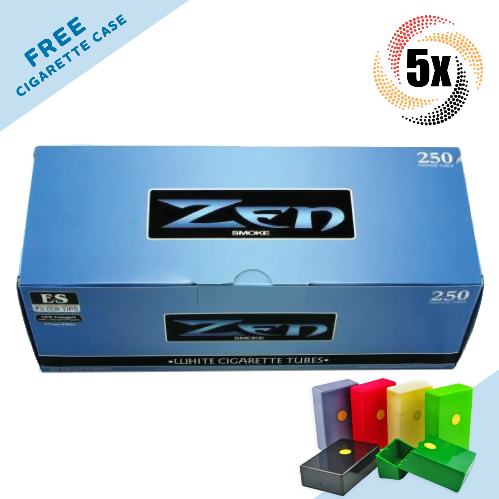 5x Box ZEN Cigarette Tubes Light King Size ( 1,250 Tubes ) Cigarette Tube RYO 5x Box ZEN Cigarette Tubes Light King Size ( 1,250 Tubes ) Cigarette Tube RYO