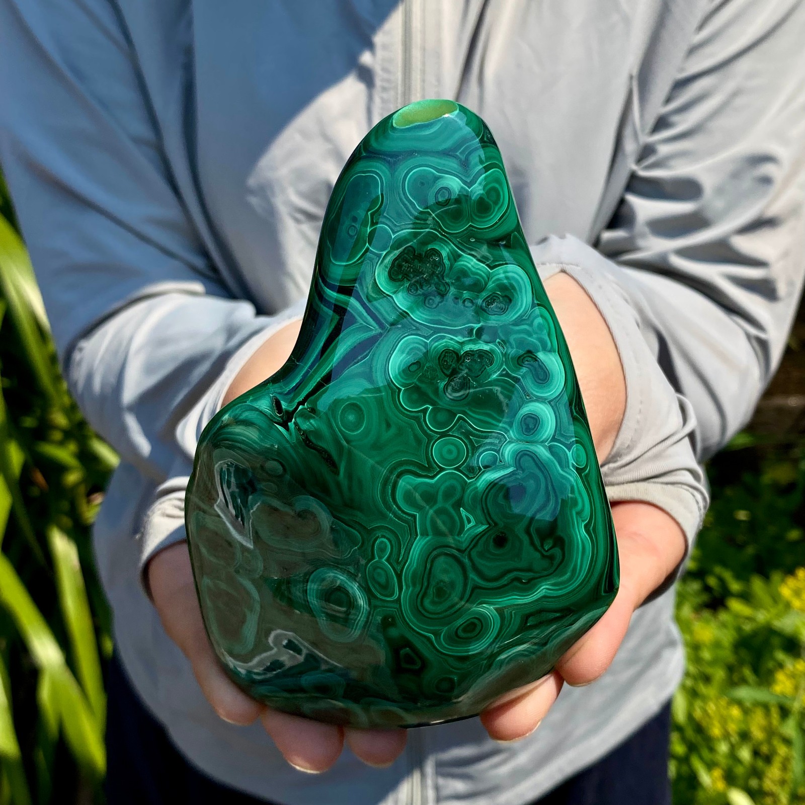 1.65LB Natural Polished Malachite Mineral freeform specimen Reiki Stone 1.65LB Natural Polished Malachite Mineral freeform specimen Reiki Stone