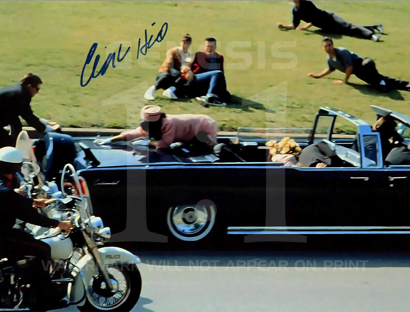 1963 PRESIDENT JFK JOHN KENNEDY CLINT HILL SIGNED SIGNATURE 8.5X11 PHOTO OSWALD