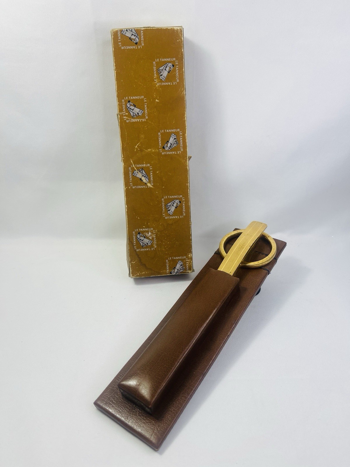 Vintage Le Tanner Desk Set Scissors Paper Cutter Case Original Box