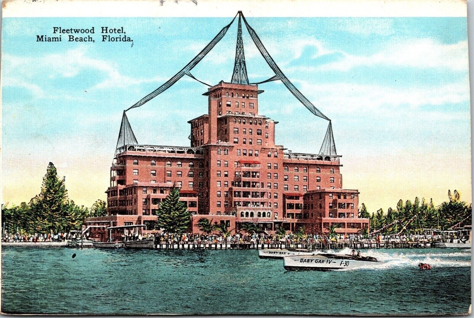 Fleetwood Hotel Miami Beach Florida FL Postcard Date Stamped 1929 WOB Note Fleetwood Hotel Miami Beach Florida FL Postcard Date Stamped 1929 WOB Note