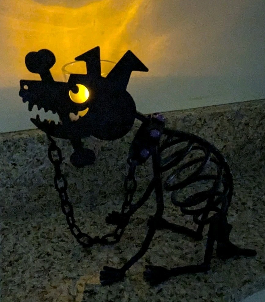 PartyLite Party Lite Sticks the Dog Halloween Votive Candle Holder Metal P8280 PartyLite Party Lite Sticks the Dog Halloween Votive Candle Holder Metal P8280
