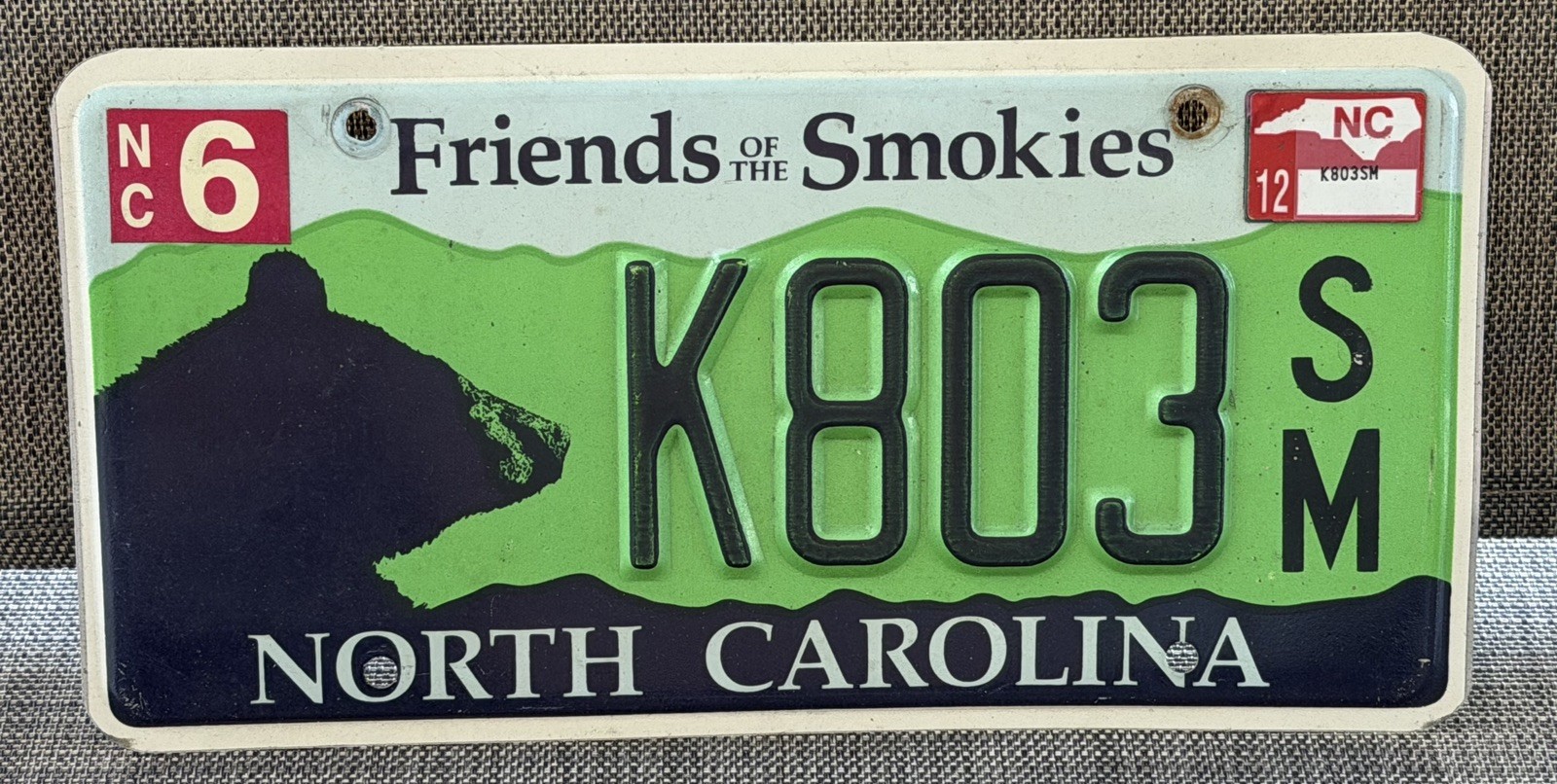 Expired 2012 North Carolina Friends of Smokies Black Bear License Plate Embossed Expired 2012 North Carolina Friends of Smokies Black Bear License Plate Embossed