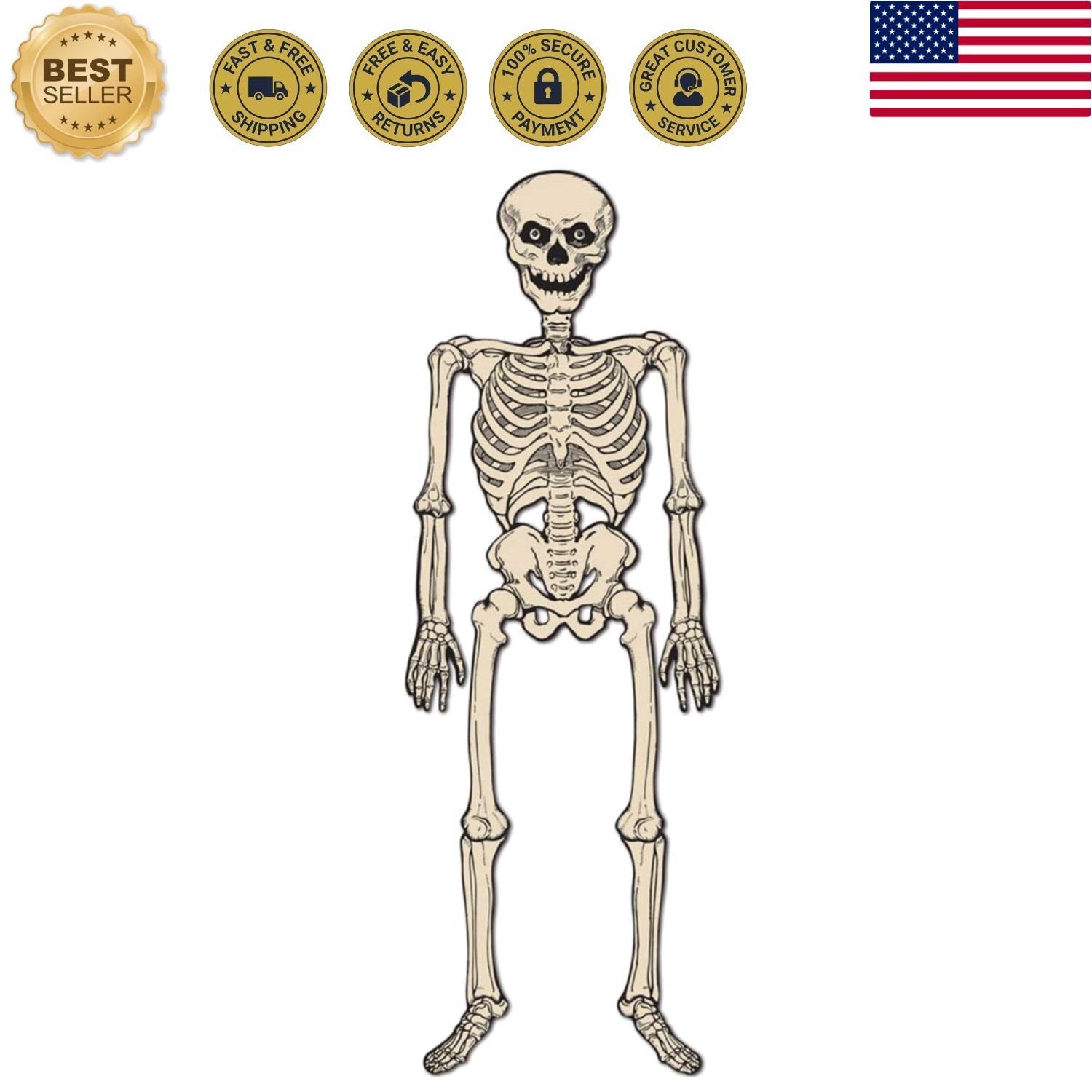 Vintage Halloween Jointed Skeleton Decoration – 4 Ft. 3 In. Vintage Halloween Jointed Skeleton Decoration – 4 Ft. 3 In.