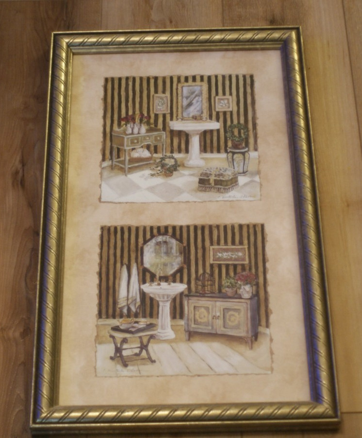 C. Winterle Olson Bathroom Art Double Picture Home Interior Made in USA 24"x14" C. Winterle Olson Bathroom Art Double Picture Home Interior Made in USA 24"x14"