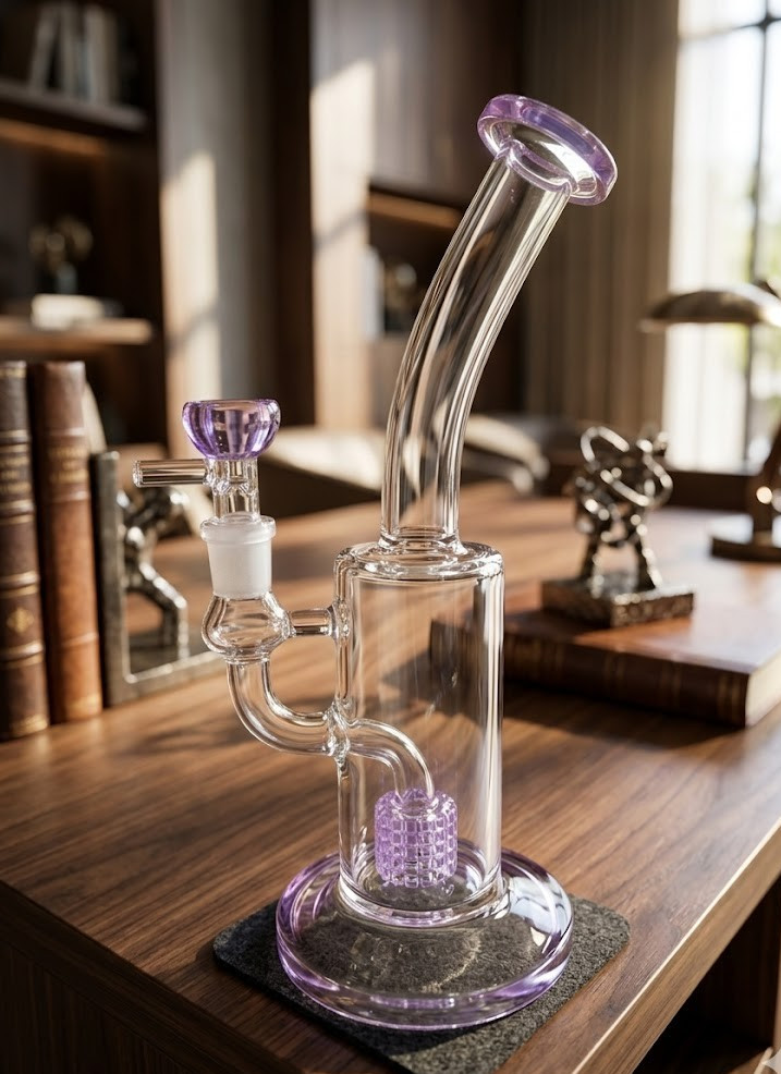 10" Purple Glass Water Pipe Recycler Bong 14mm Bowl Thick Smoking Pipes Hookah 10" Purple Glass Water Pipe Recycler Bong 14mm Bowl Thick Smoking Pipes Hookah