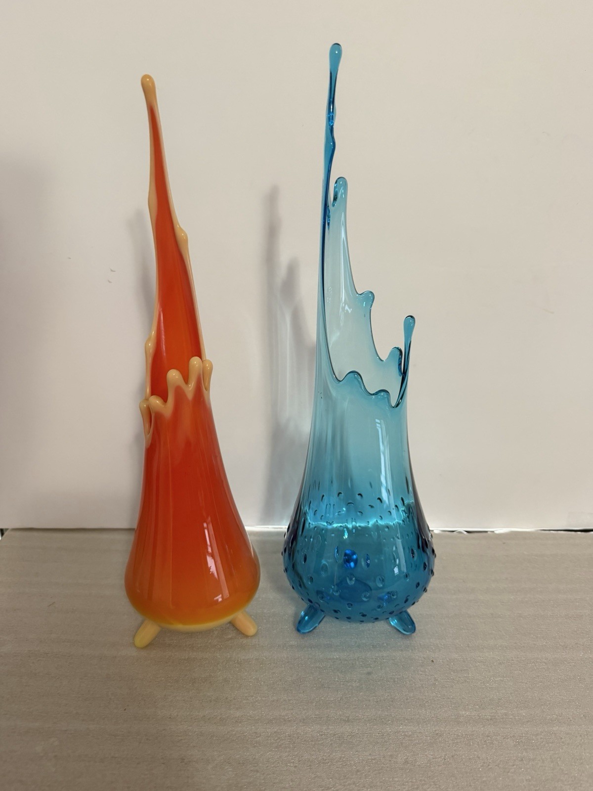 Vintage LE Smith Bittersweet And Blue 3-Toe Vases GREAT MOUTHS Buy 1 Or Both Vintage LE Smith Bittersweet And Blue 3-Toe Vases GREAT MOUTHS Buy 1 Or Both