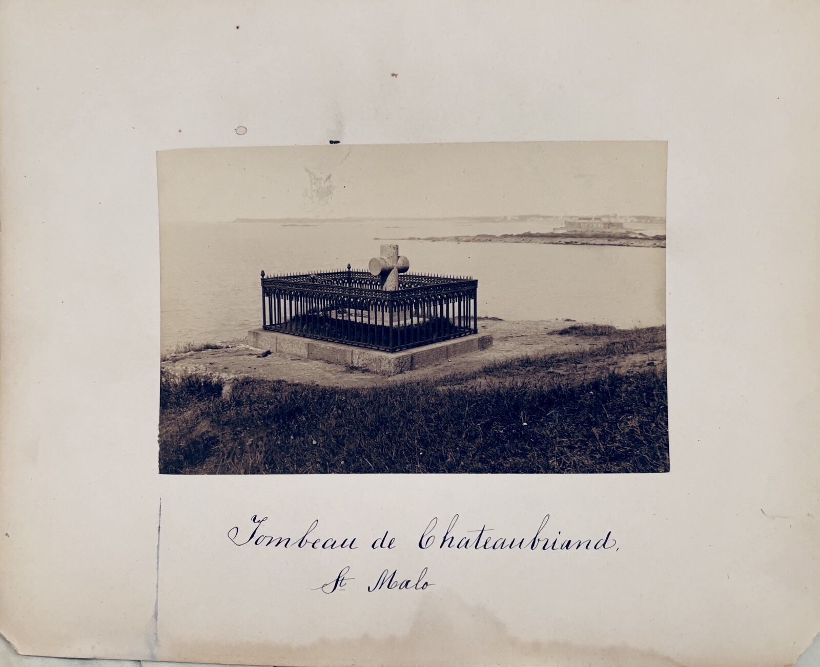 3 Antique Albumen Photos , Saint-Malo, Tombeau Chateaubriand, Ayères, Jersey
