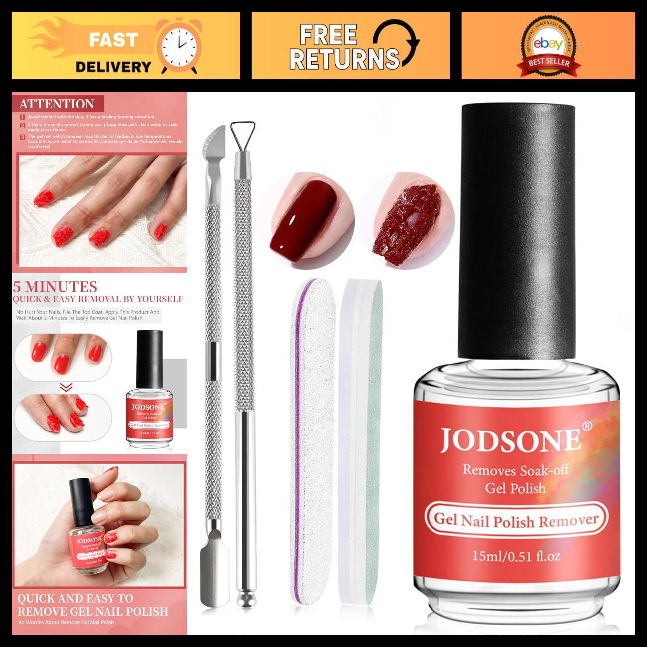 JODSONE Gel Nail Remover No Need Soaking or Wrapping for Quick And Easy Removal