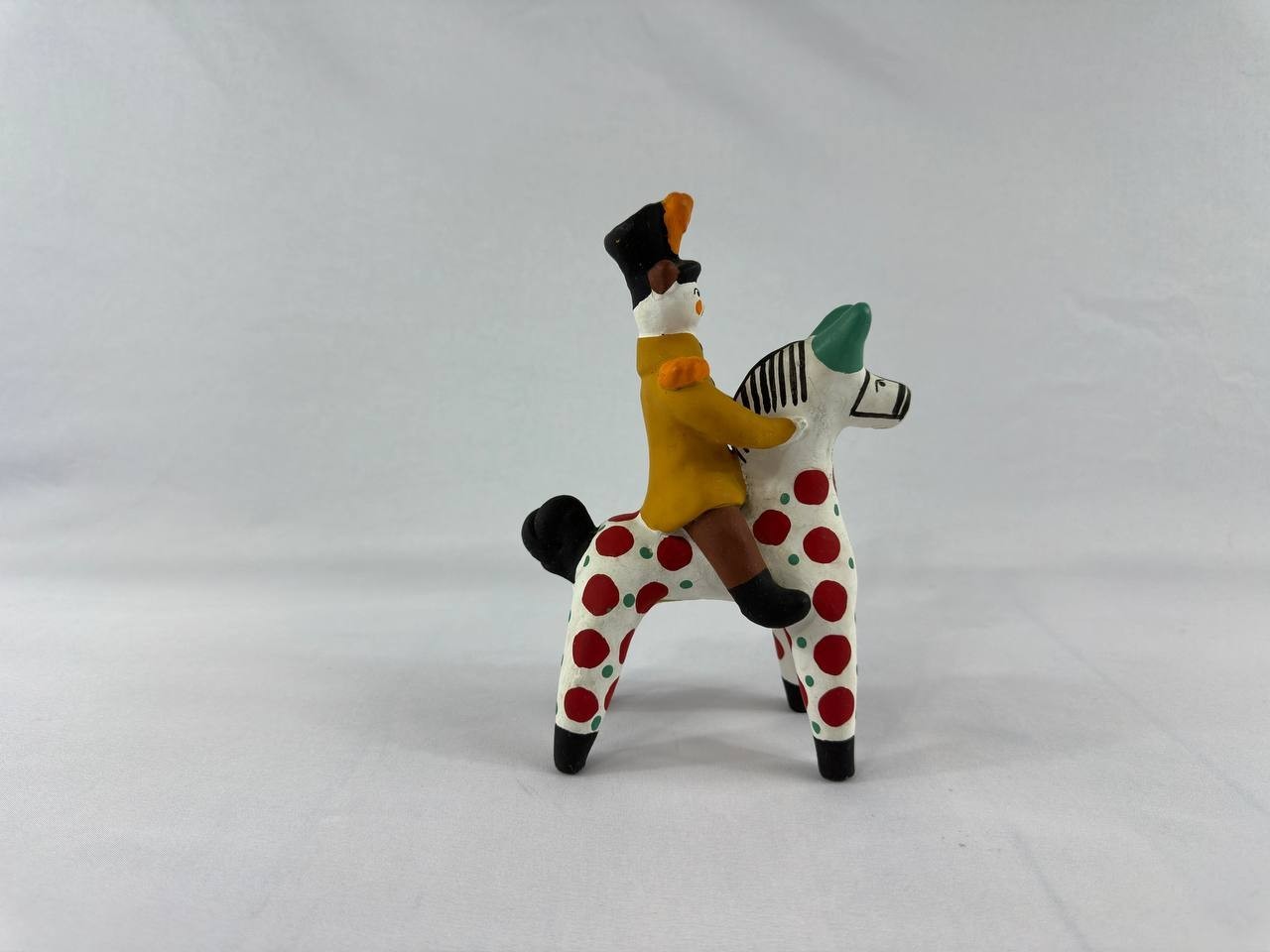 Vintage Russian Dymkovo Officer on Horse Clay Toy USSR Hand Painted Folk Art Vintage Russian Dymkovo Officer on Horse Clay Toy USSR Hand Painted Folk Art