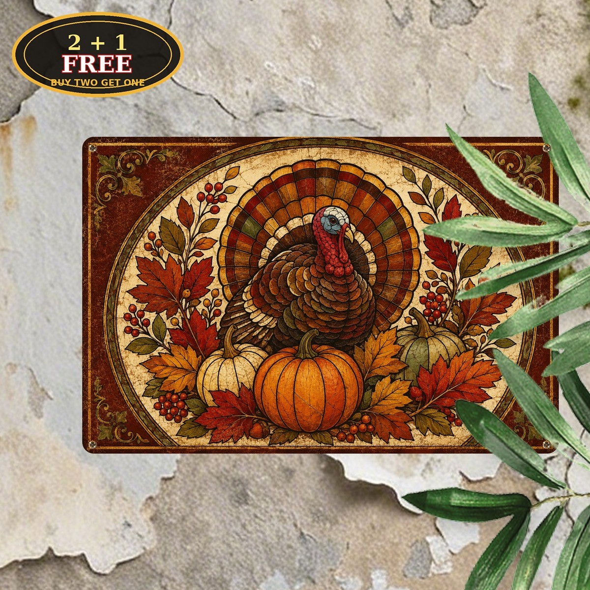 Bohemian Turkey Tomatoes Autumn Harvest Thanksgiving Retro Metal Sign 8x12 Bohemian Turkey Tomatoes Autumn Harvest Thanksgiving Retro Metal Sign 8x12