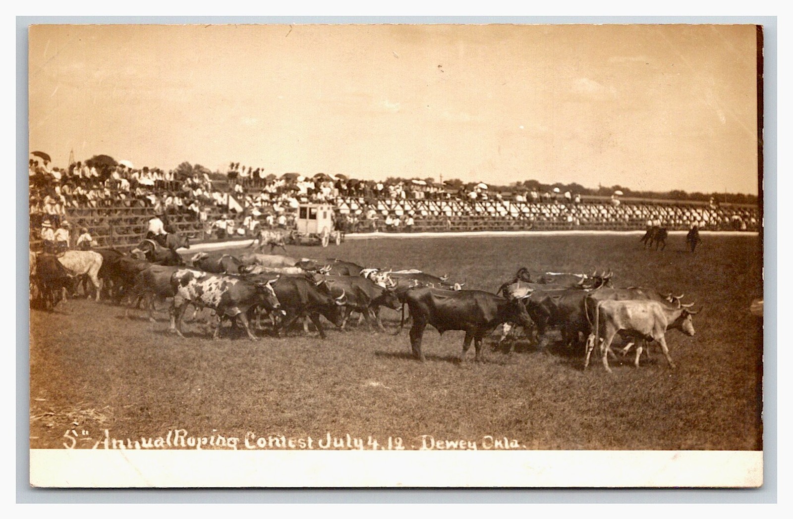RPPC ~ Dewey OK ~ Rodeo Roundup 5th annul roping contest ~ Oklahoma cowboy RPPC ~ Dewey OK ~ Rodeo Roundup 5th annul roping contest ~ Oklahoma cowboy