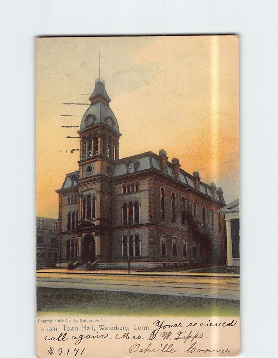 Postcard Town Hall Waterbury Connecticut USA