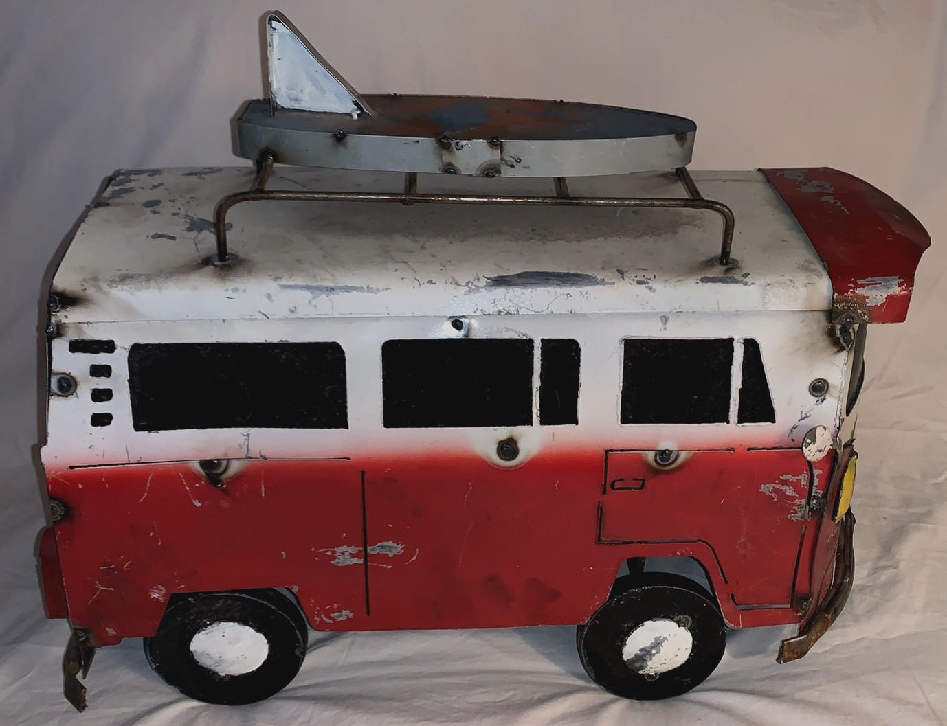 Very Unique Vintage All Metal Folk Art VW Volkswagen Van Bus 19" by 11" Very Unique Vintage All Metal Folk Art VW Volkswagen Van Bus 19" by 11"