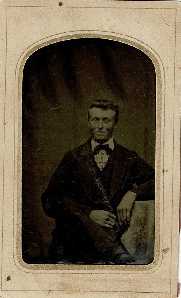 1860s Modified Sixteenth Plate young man - tinted cheeks, with frame 1860s Modified Sixteenth Plate young man - tinted cheeks, with frame
