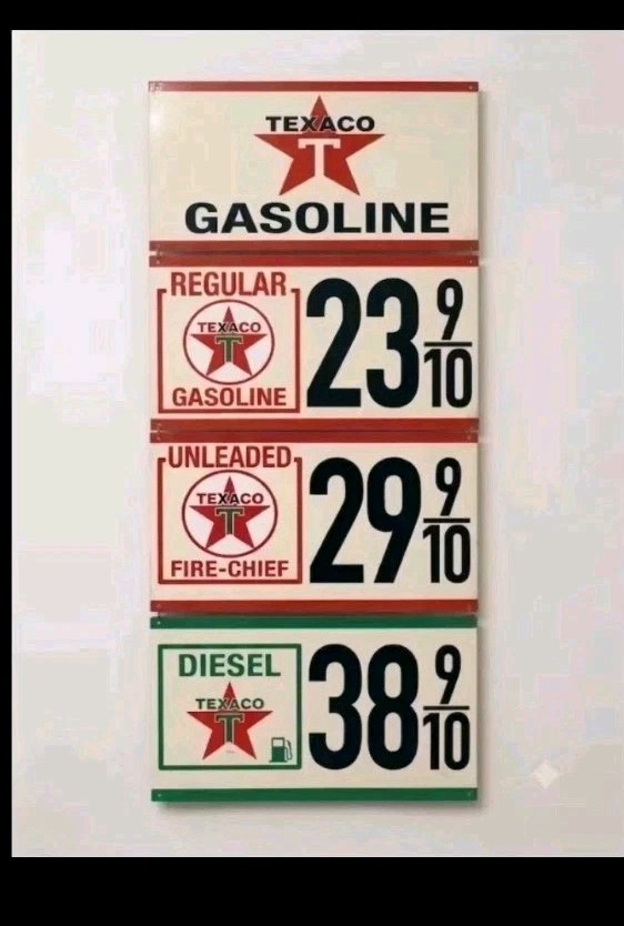 4 piece Texaco Gas Station Gasoline Price Advertising Sign 32"x12" Total 4 piece Texaco Gas Station Gasoline Price Advertising Sign 32"x12" Total