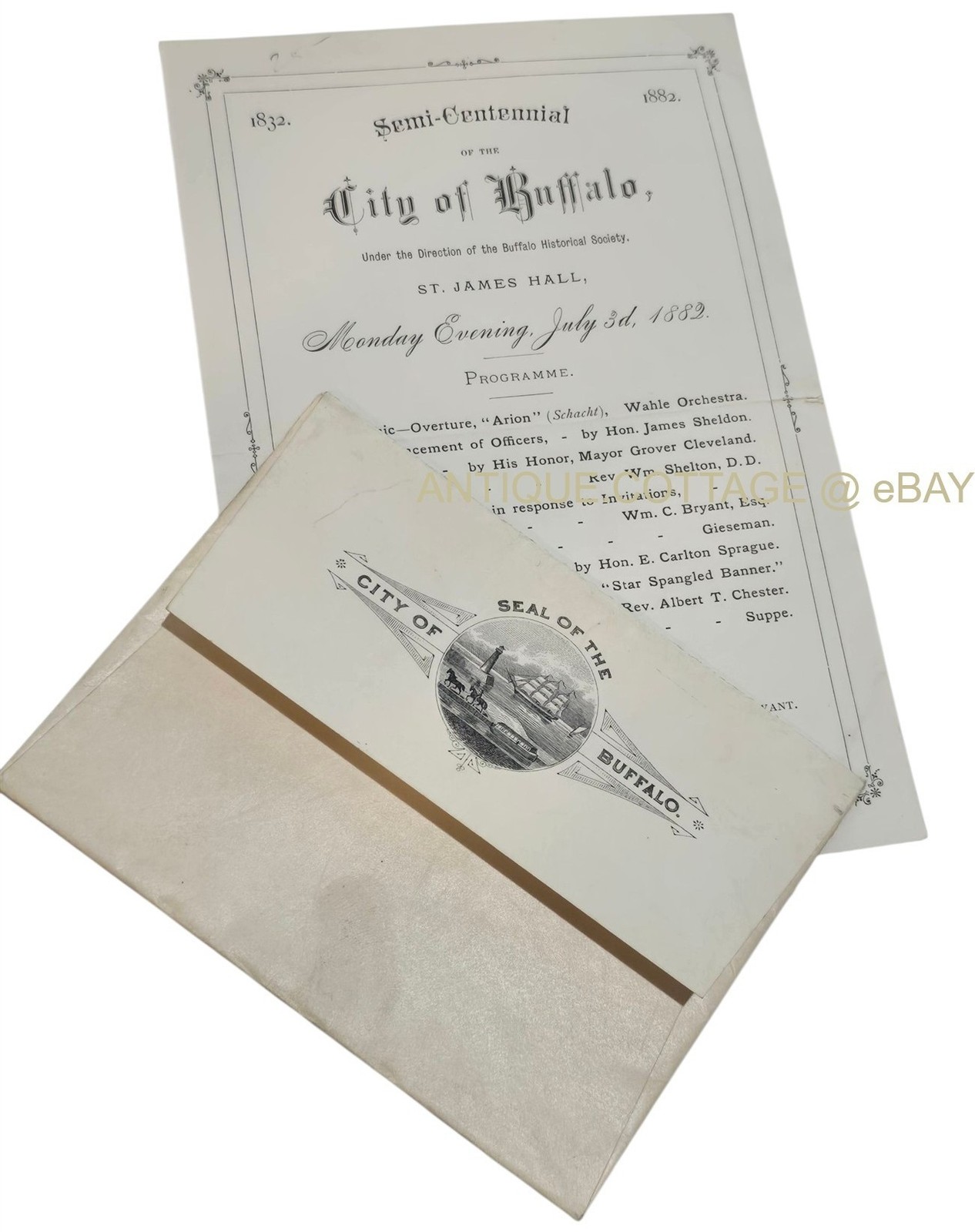 1882 antique SEMI-CENTENNIAL buffalo ny PROGRAM ENV MAYOR GROVER CLEVELAND 1882 antique SEMI-CENTENNIAL buffalo ny PROGRAM ENV MAYOR GROVER CLEVELAND
