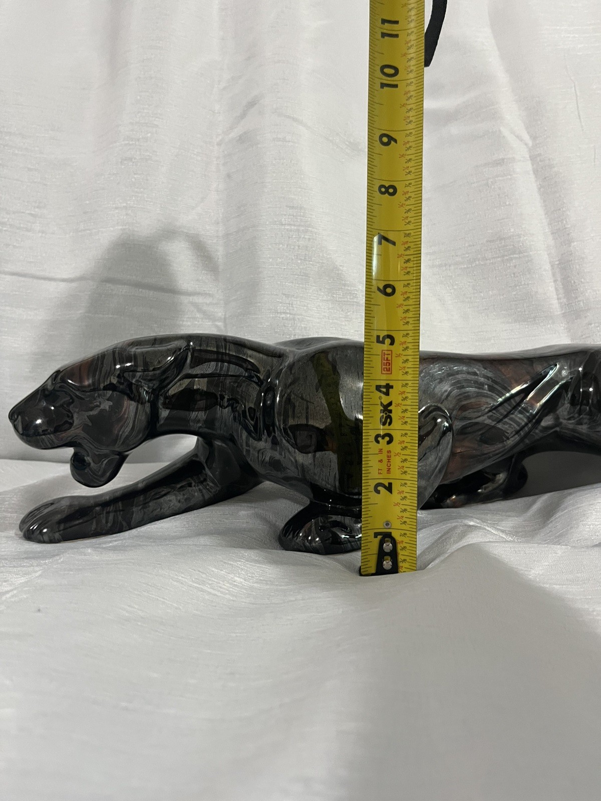 Vintage Haeger 23" Stalking Black Panther, w/Silver Glaze Swirl, Ceramic MCM Vintage Haeger 23" Stalking Black Panther, w/Silver Glaze Swirl, Ceramic MCM