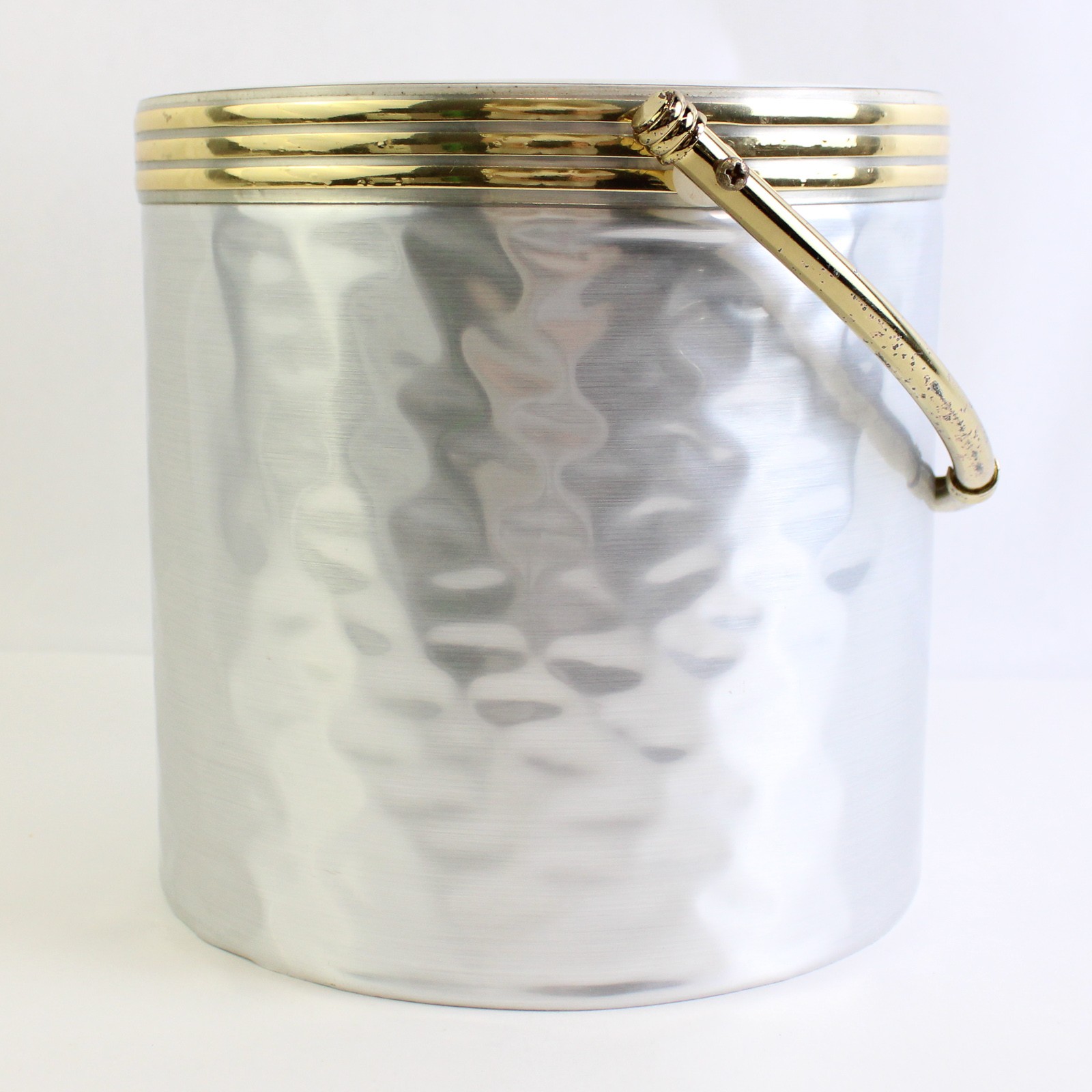 Vintage Shelton-Ware Ice Bucket Wine Cooler With Lid Silver Gold Look Plastic Vintage Shelton-Ware Ice Bucket Wine Cooler With Lid Silver Gold Look Plastic