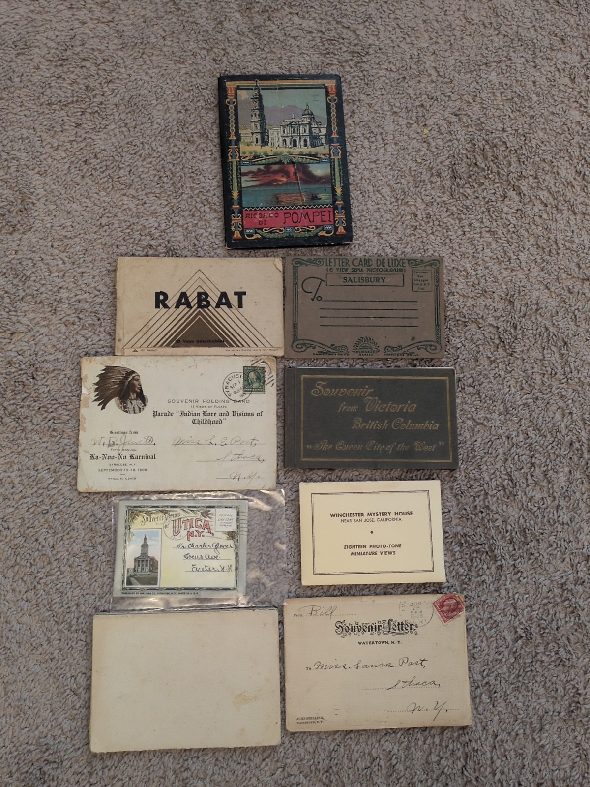 Lot 9 Antique Souvenir Book Letters Postcards Miniature Photos Pompei NY Morocco Lot 9 Antique Souvenir Book Letters Postcards Miniature Photos Pompei NY Morocco