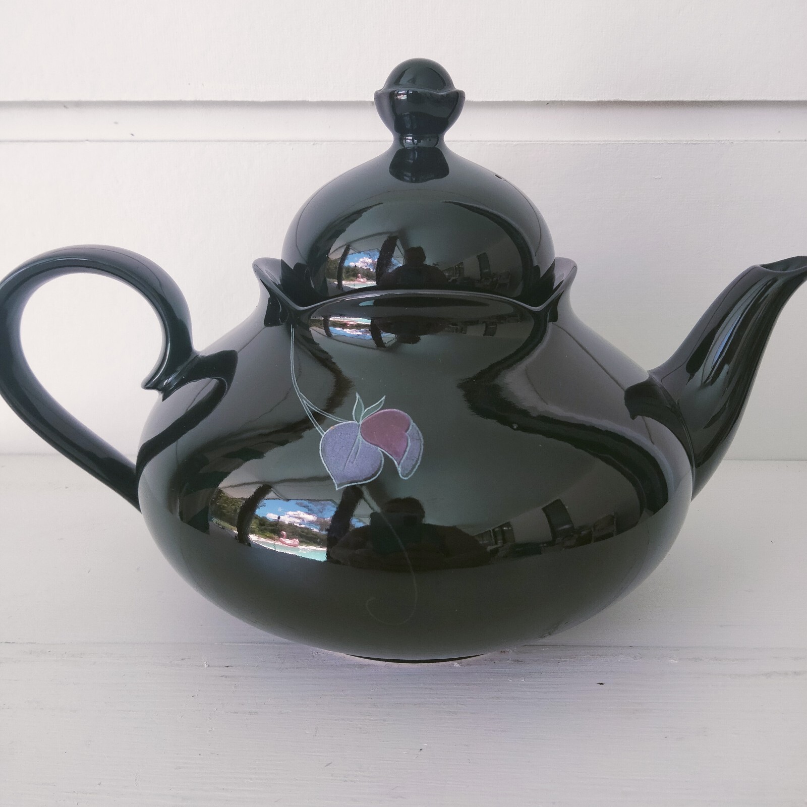 Vtg Mikasa Rondo Tango Black Floral Teapot EJ 702 EXC Vtg Mikasa Rondo Tango Black Floral Teapot EJ 702 EXC