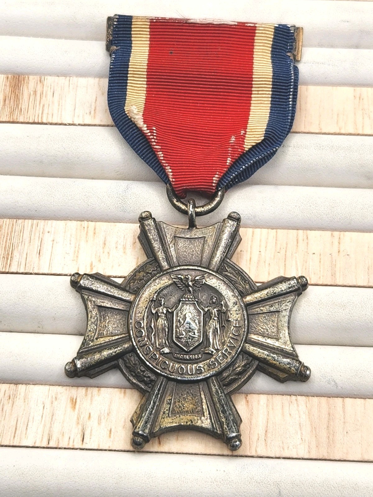 WWI NY State Conspicuous Service Cross Sterling Silver Medal Bastian #2337 WWI NY State Conspicuous Service Cross Sterling Silver Medal Bastian #2337