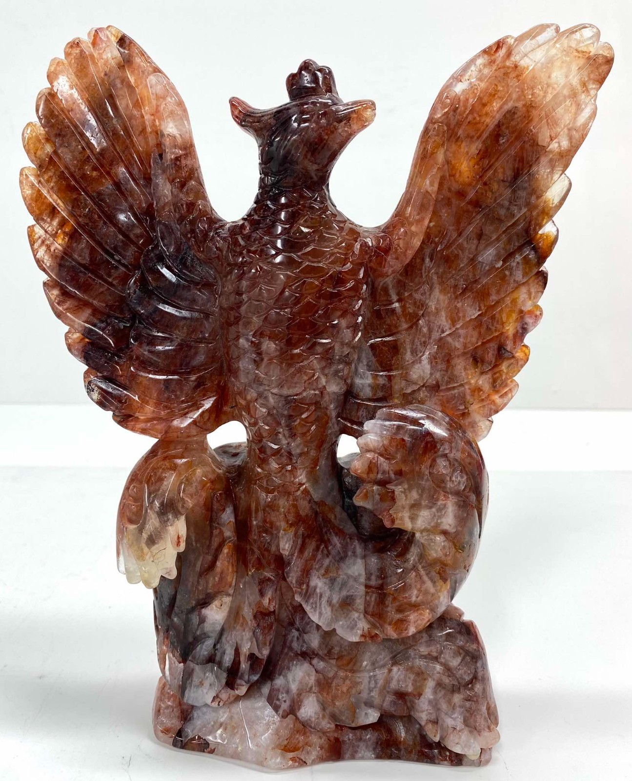 Hematoid Quartz Phoenix Carving- Large- Red WYSIWYG Hematoid Quartz Phoenix Carving- Large- Red WYSIWYG