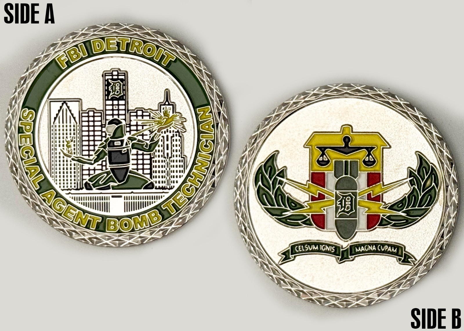 FBI Detroit Bomb Technician "Celsum Ignis" Challenge Coin 2#15 FBI Detroit Bomb Technician "Celsum Ignis" Challenge Coin 2#15